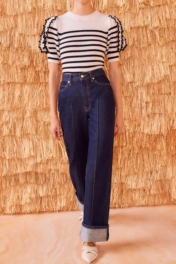 Ulla Johnson Pullover<Stricktop Ottilie in Noir Stripe