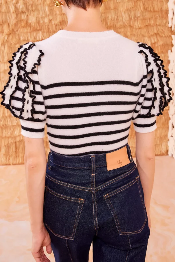 Ulla Johnson Pullover<Stricktop Ottilie in Noir Stripe