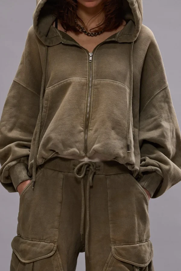 R13 Hoodies & Sweatshirts<Sweatjacke Balloon Zip Up in Faded Olive