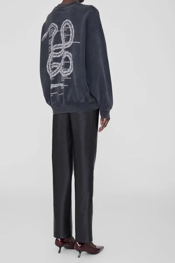 Anine Bing Hoodies & Sweatshirts<Sweatshirt Jaci Twisted Snake in Washed Black