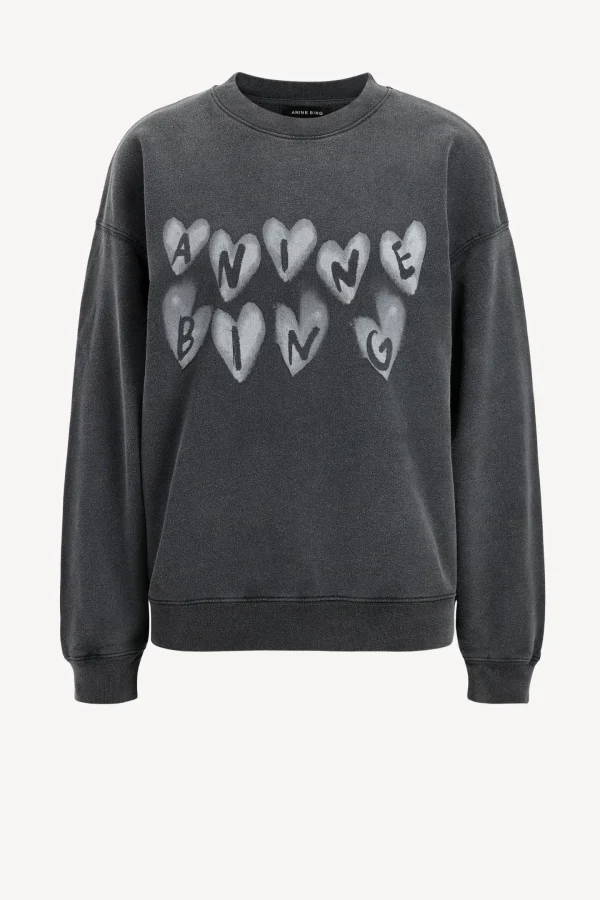 Anine Bing Hoodies & Sweatshirts<Sweatshirt Spencer Hearts in Washed Black
