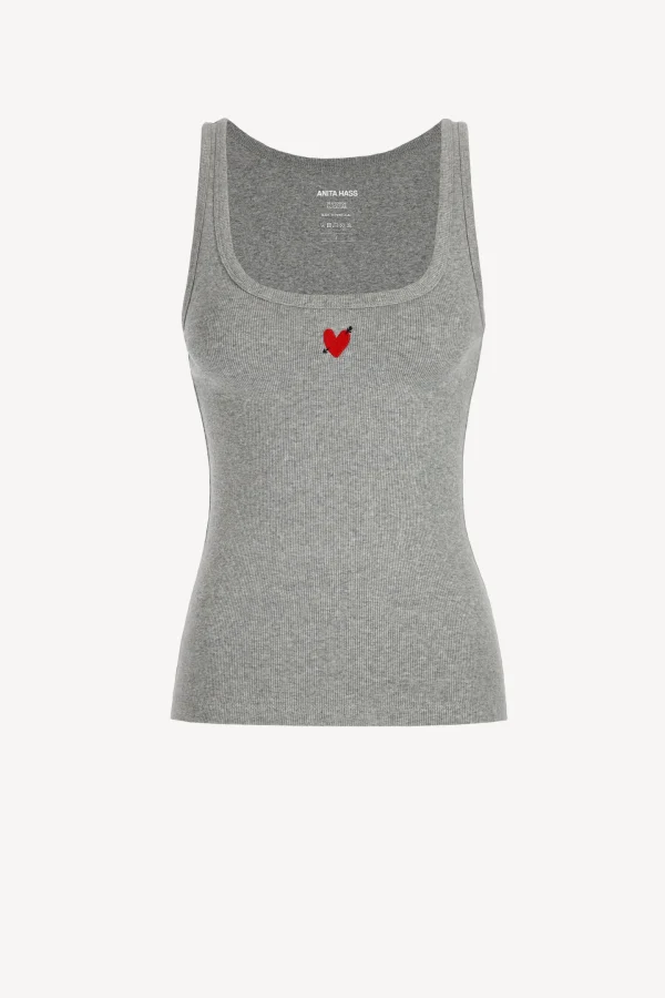 Anita Hass Shirts, Tank Tops & Longsleeves<Tank Top 'Heart' in Light Grey