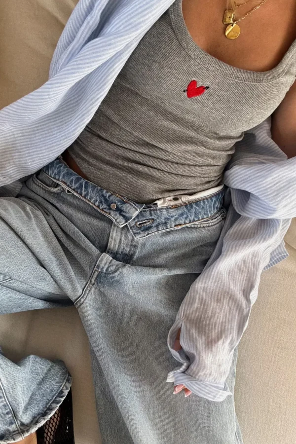 Anita Hass Shirts, Tank Tops & Longsleeves<Tank Top 'Heart' in Light Grey