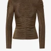 Veronica Beard Shirts, Tank Tops & Longsleeves<Top Neeta in Antique Gold Lurex