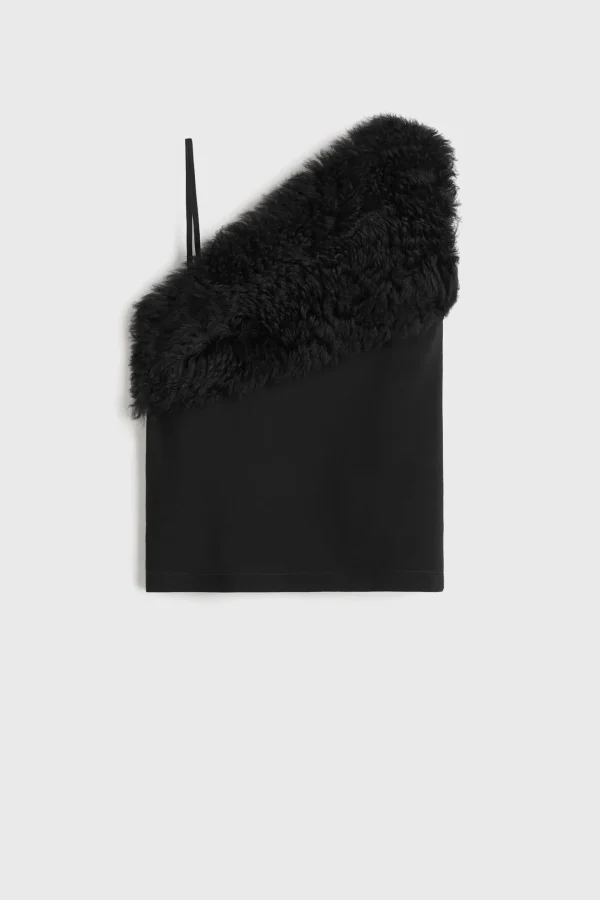 Toteme Blusen & Tops<Top Shearling Appliqué in Schwarz