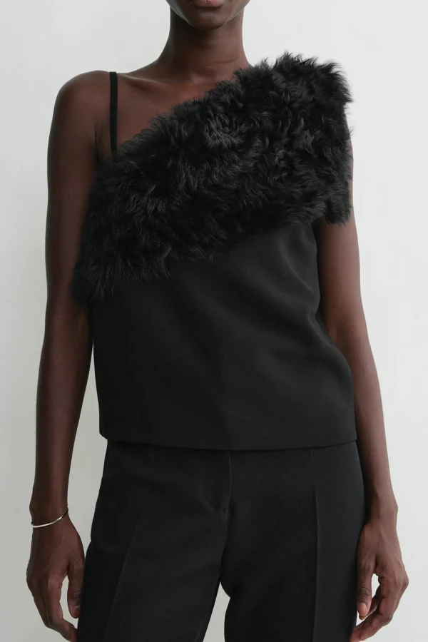 Toteme Blusen & Tops<Top Shearling Appliqué in Schwarz