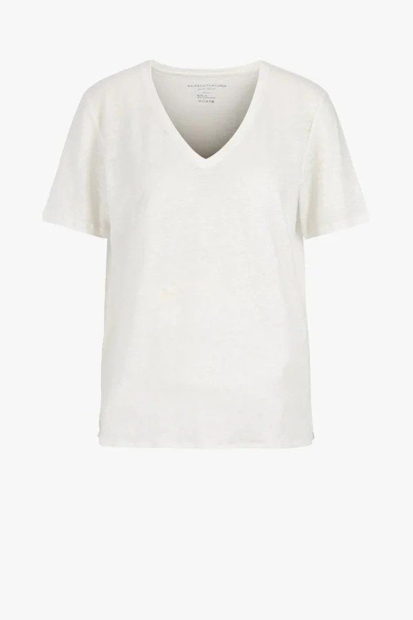 Majestic Filatures Shirts, Tank Tops & Longsleeves<T-Shirt aus Leinen in Weiß