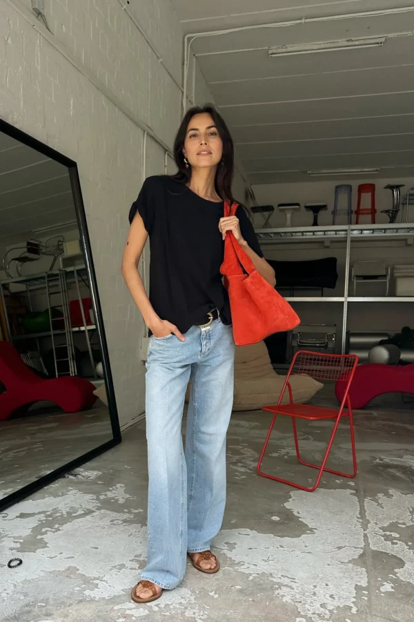 Nili Lotan Shirts, Tank Tops & Longsleeves<T-Shirt Brady in Washed Black