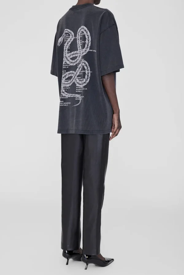Anine Bing Shirts, Tank Tops & Longsleeves<T-Shirt Kent Twisted Snake in Washed Black