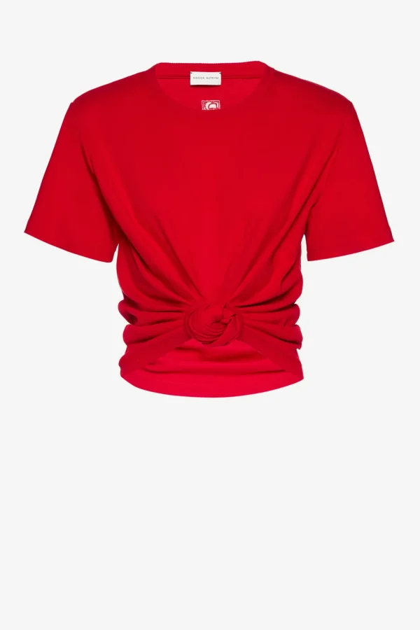 Magda Butrym Shirts, Tank Tops & Longsleeves<T-Shirt Knotted in Rot