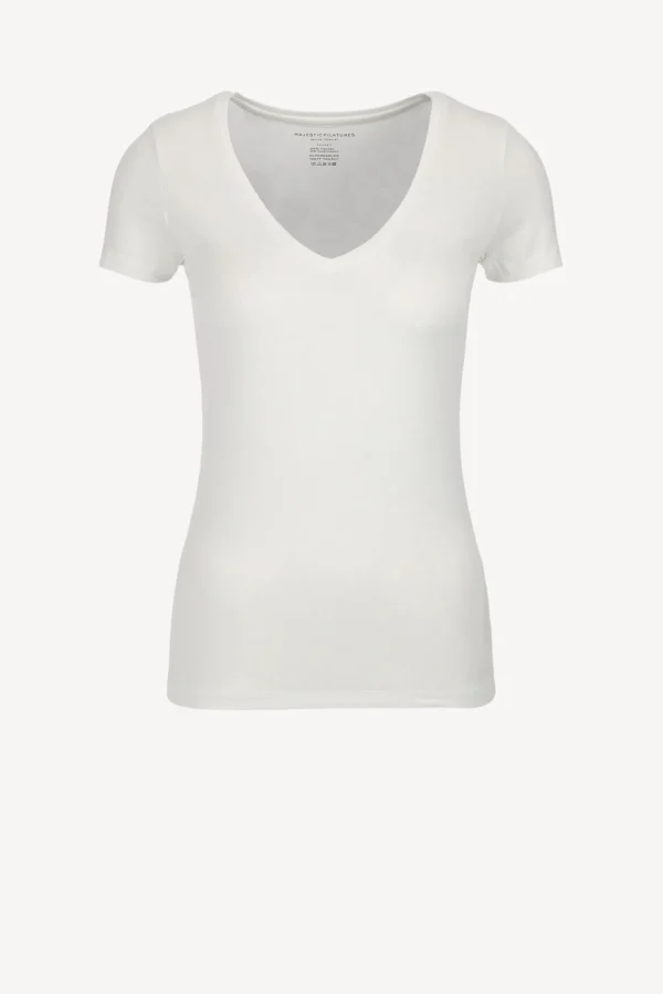 Majestic Filatures Shirts, Tank Tops & Longsleeves<T-Shirt mit V in Weiß