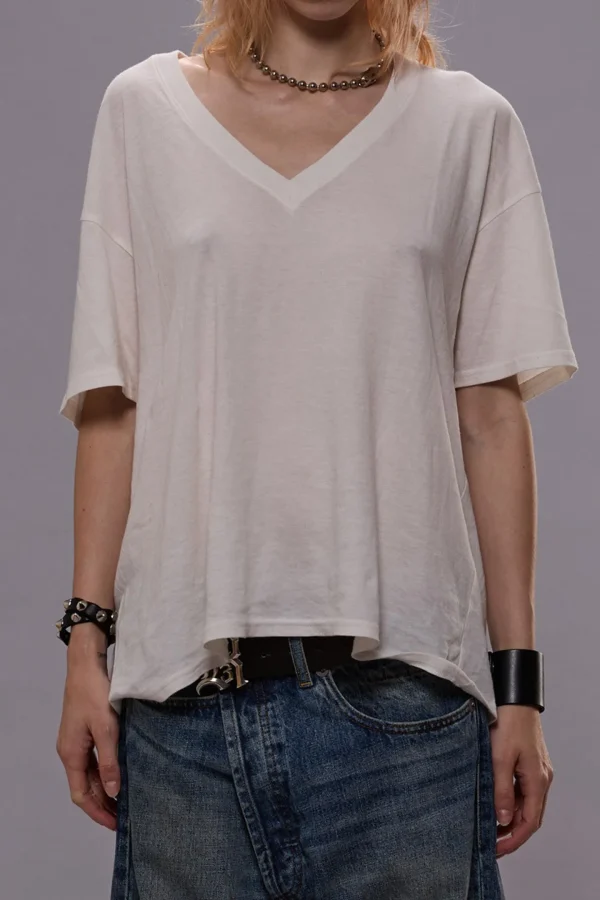 R13 Shirts, Tank Tops & Longsleeves<T-Shirt V Boxy in Cashmere White