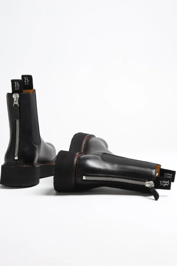R13 Stiefel & Boots<Boots Single Stack Chelsea in Schwarz