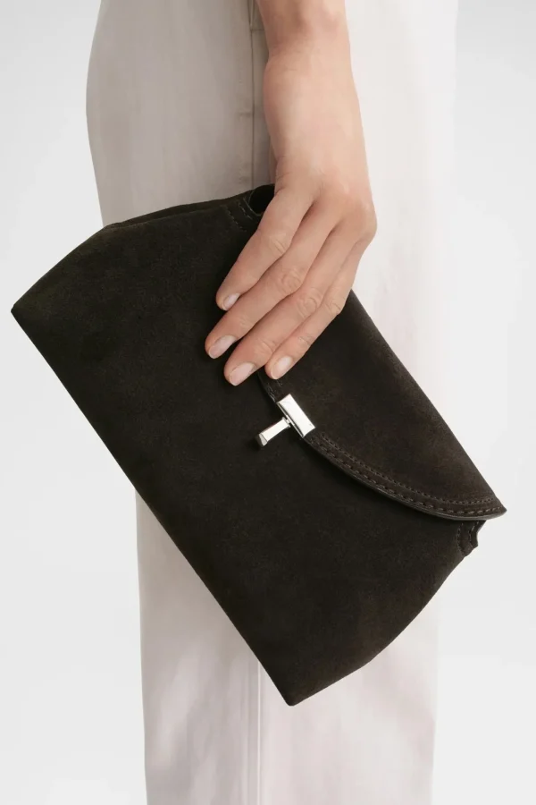 Toteme Clutches & Pouches<Clutch T-Lock Suede in Espresso