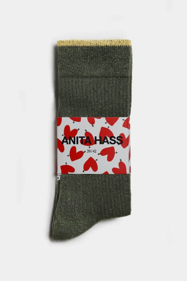 Anita Hass Socken<Lurexsocken in Grün/Gold