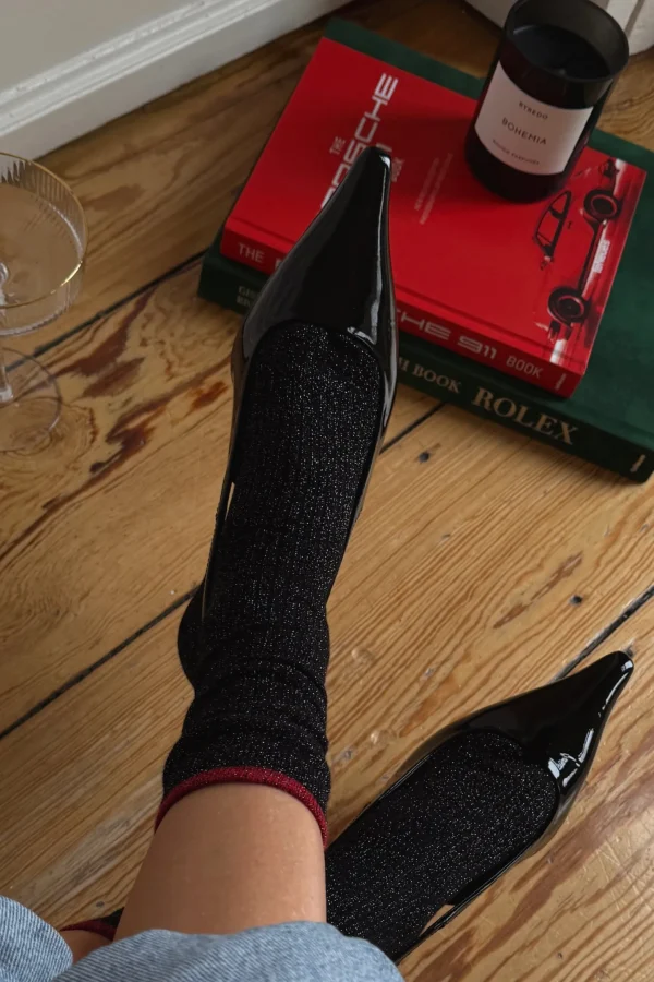 Anita Hass Socken<Lurexsocken in Schwarz/Rot