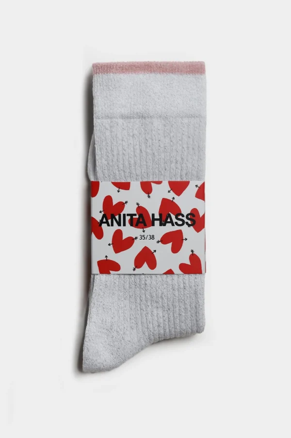 Anita Hass Socken<Lurexsocken in Silber/Pink
