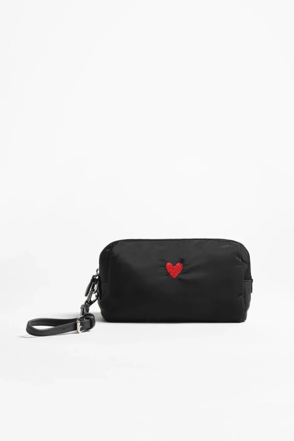 Anita Hass Clutches & Pouches<Pouch 'Heart' in Black Nylon