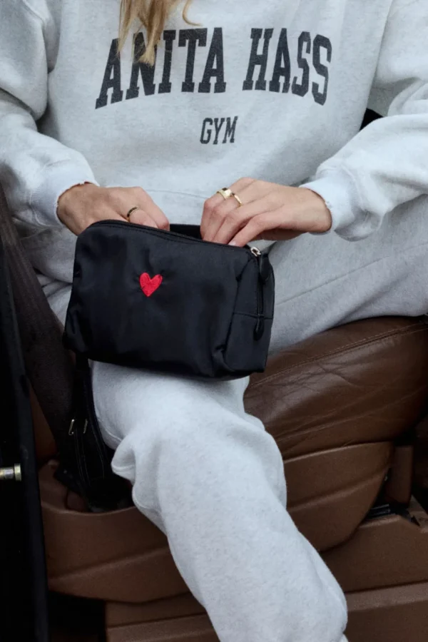 Anita Hass Clutches & Pouches<Pouch 'Heart' in Black Nylon