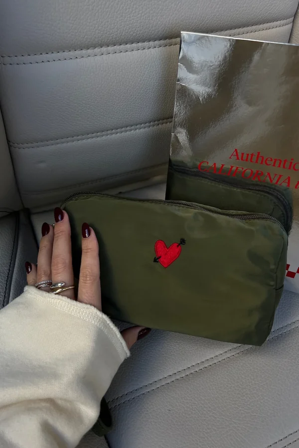 Anita Hass Clutches & Pouches<Pouch 'Heart' in Oliv Nylon