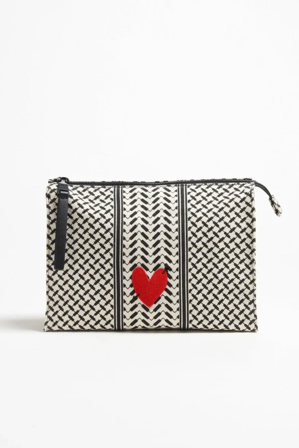 Lala Berlin x Anita Hass Clutches & Pouches<Pouch Pili 'Heart' in Schwarz/Weiß