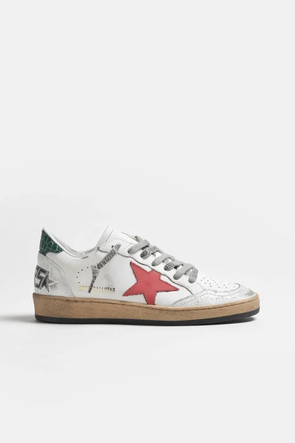 Golden Goose Sneaker | Low Top<Sneaker Ball Star in Weiß/Mineral Red/Grün