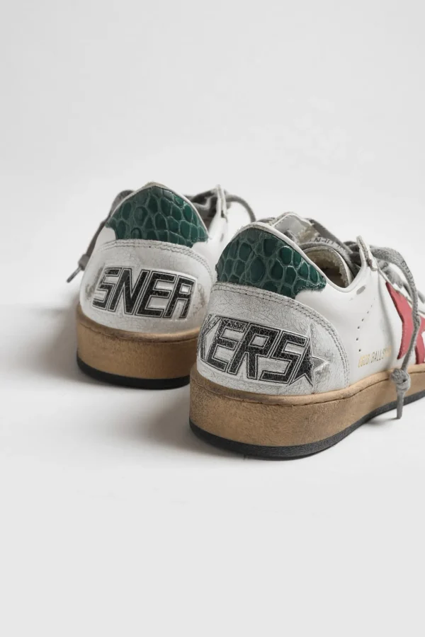 Golden Goose Sneaker | Low Top<Sneaker Ball Star in Weiß/Mineral Red/Grün