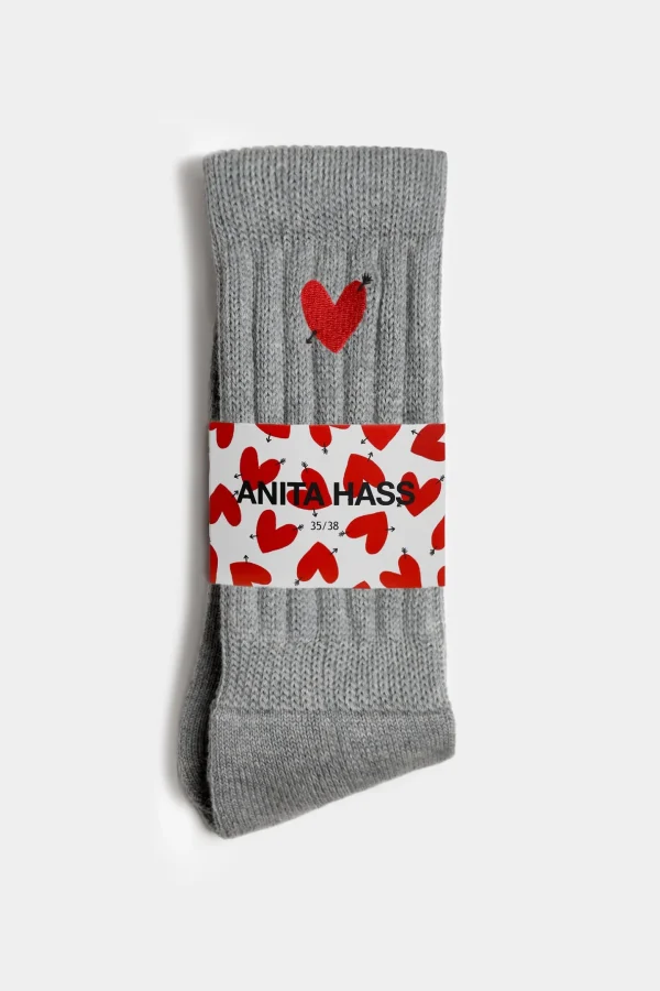 Anita Hass Socken<Socken 'Heart' in Grau