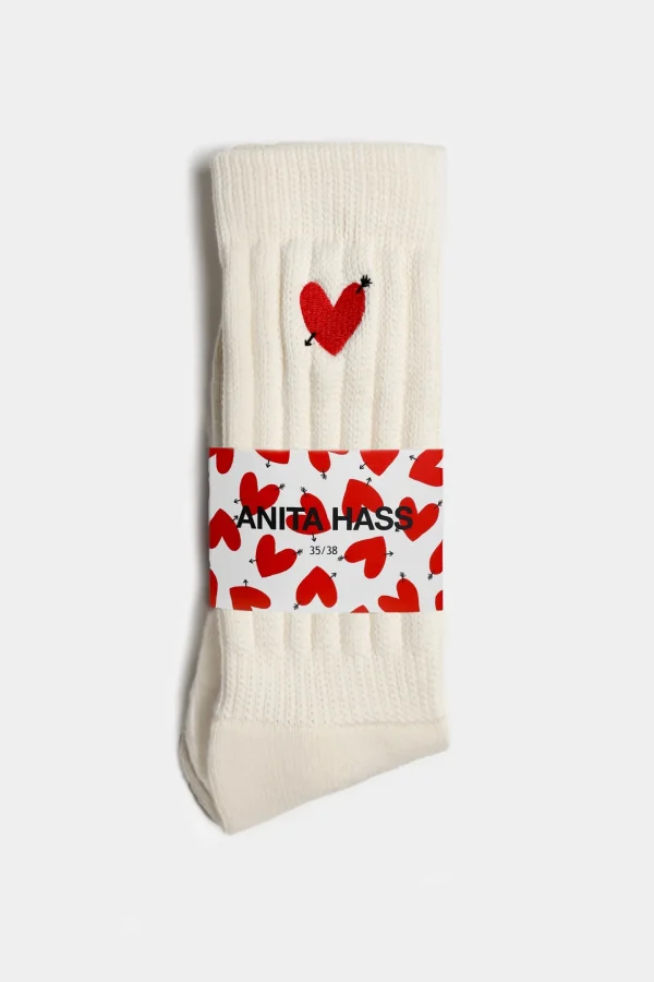 Anita Hass Socken<Socken 'Heart' in Ivory