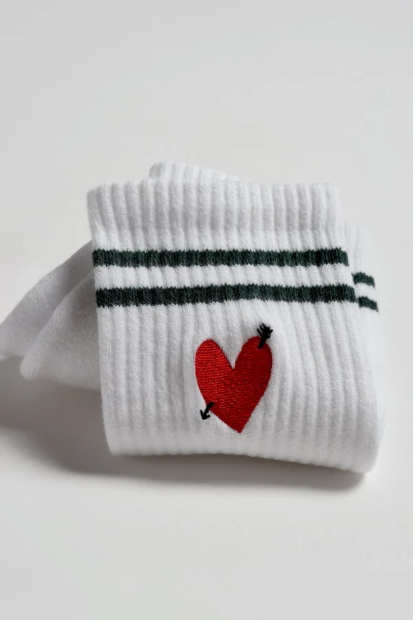 Anita Hass Socken<Sportsocken 'Heart' in Weiß/Grün