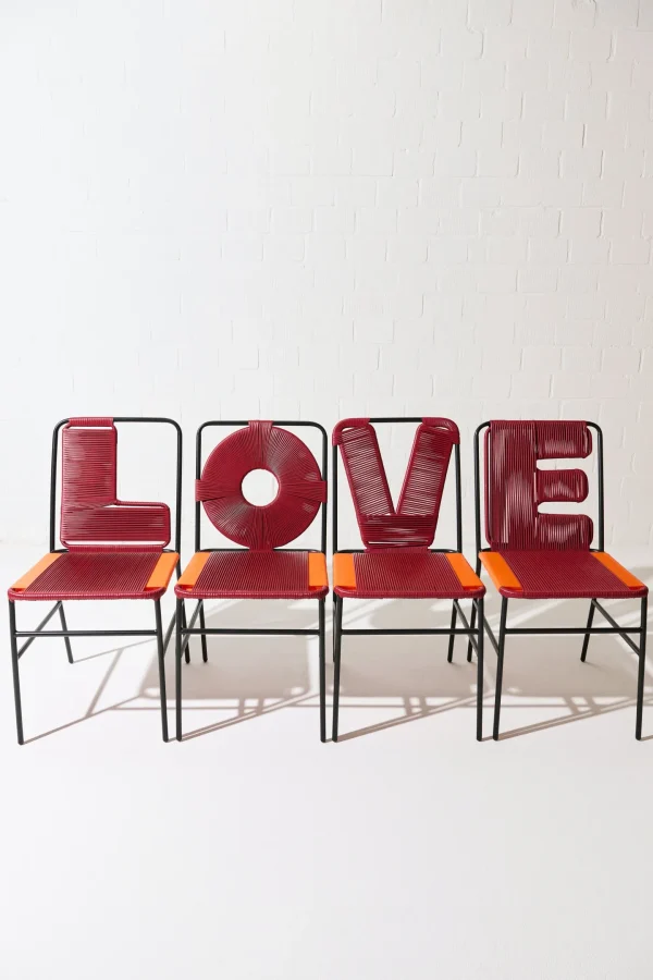 Dorothee Schumacher x Tucurinca Home<Stühle Love 4er Set in Rojo Vino Orange Mix