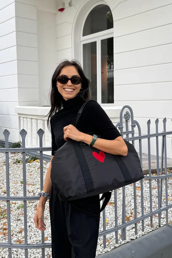 Anita Hass Shopper<Tasche 'Heart' in Black Nylon