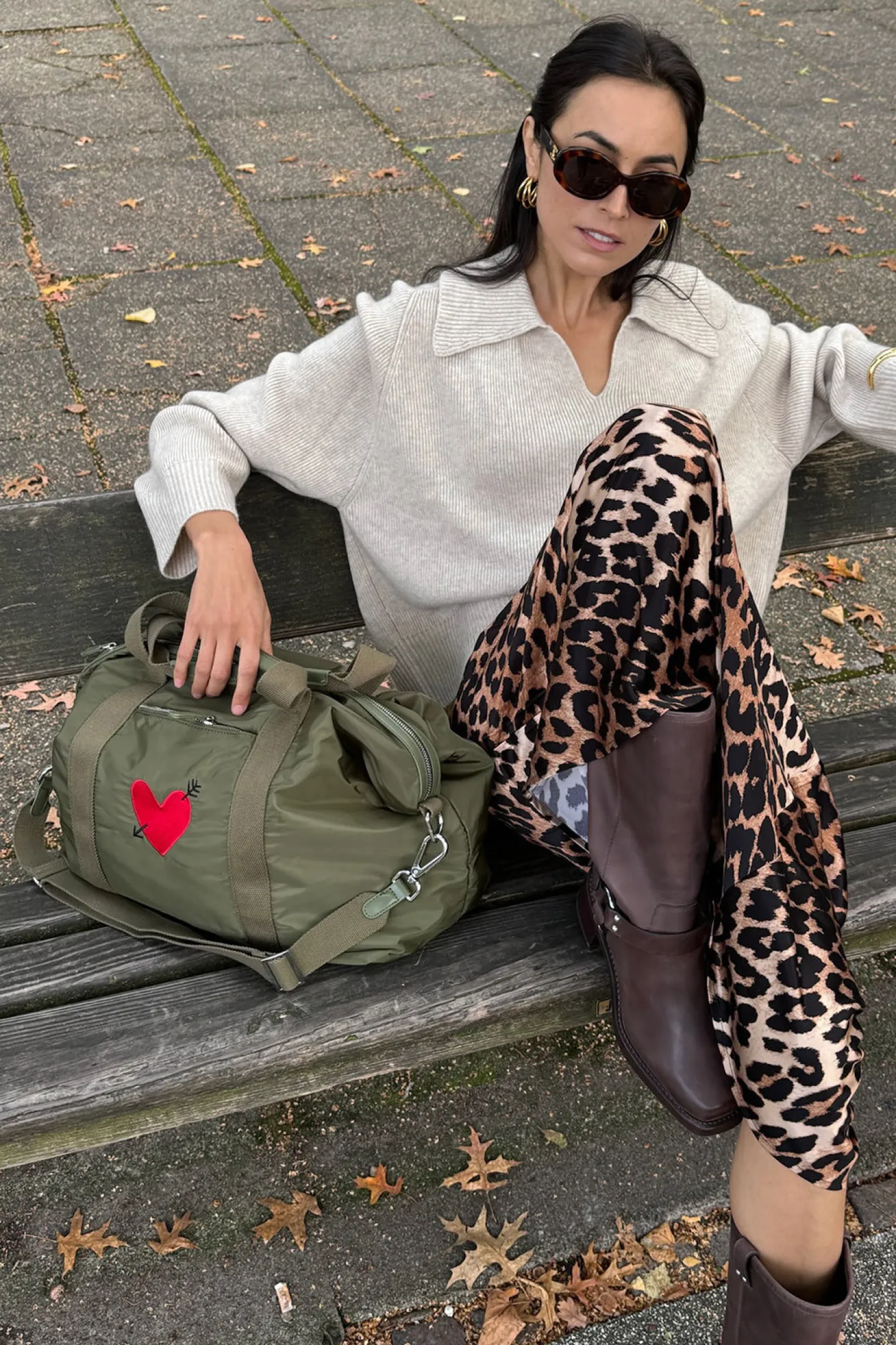 tasche_heart_in_oliv_nylo_1.webp Anita Hass Shopper<Tasche 'Heart' in Oliv Nylon