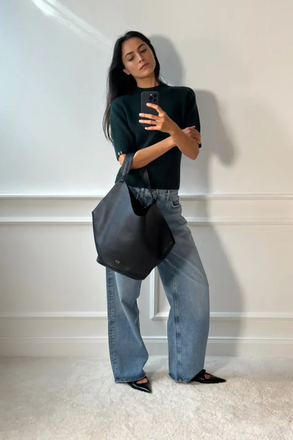 Khaite Shopper<Tasche Lotus Medium in Schwarz Pebbled