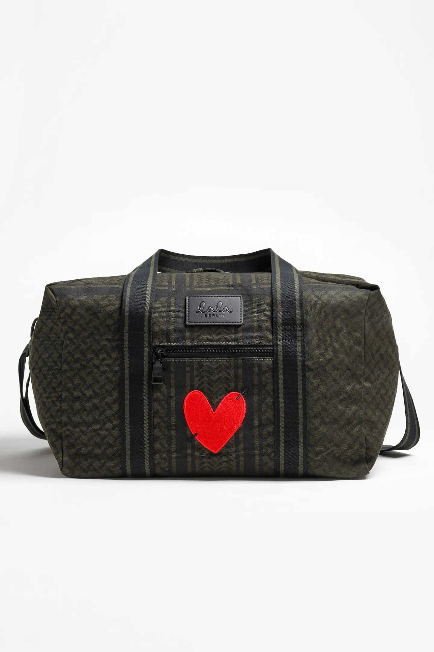 tasche_muriel_heart_in_ol_0.webp Lala Berlin x Anita Hass Shopper<Tasche Muriel 'Heart' in Olive