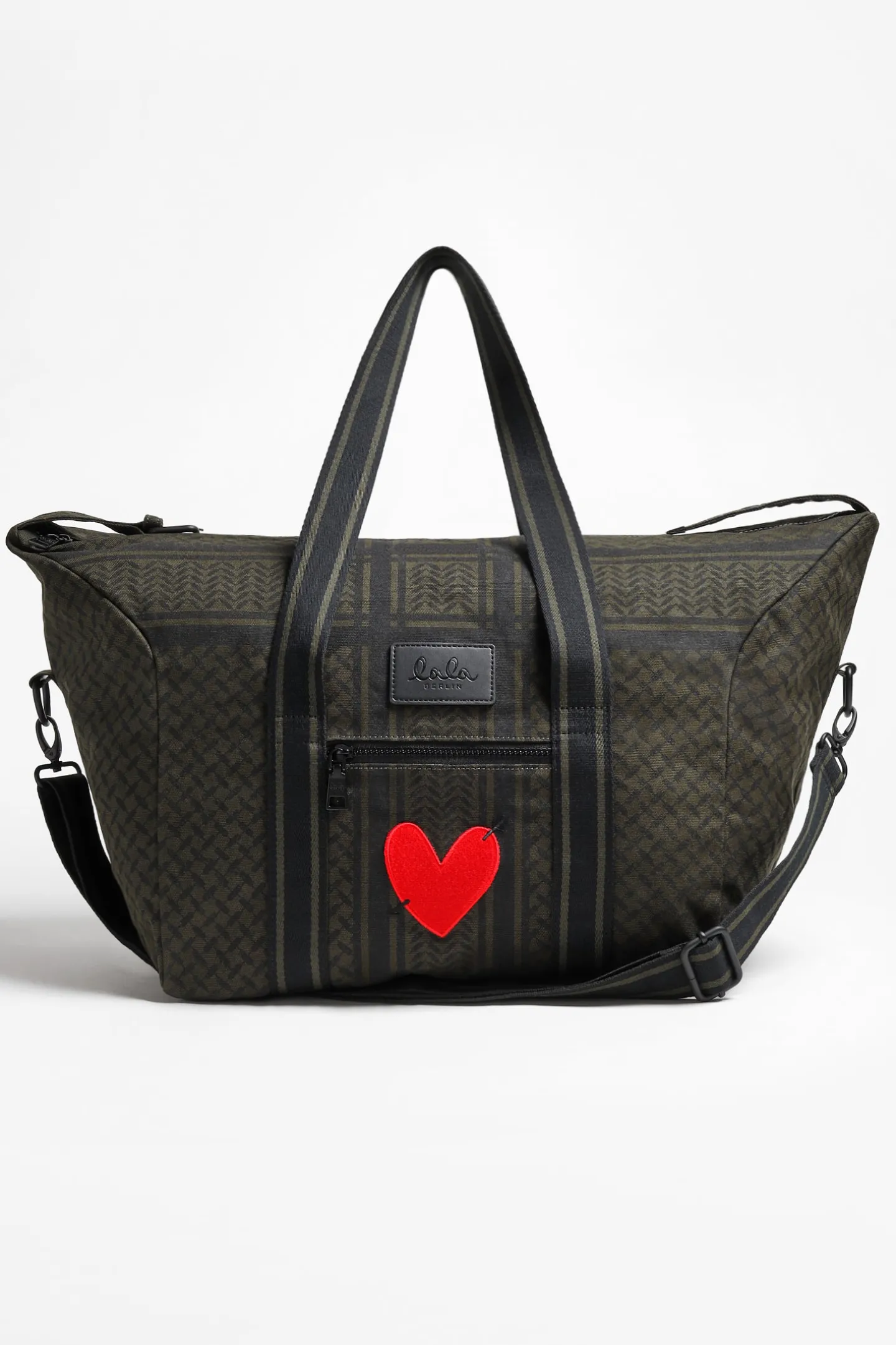 tasche_muriel_heart_in_ol_3.webp Lala Berlin x Anita Hass Shopper<Tasche Muriel 'Heart' in Olive