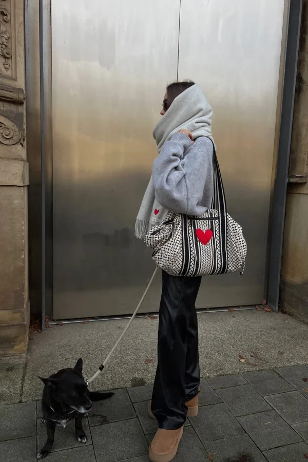 Lala Berlin x Anita Hass Shopper<Tasche Muriel 'Heart' in Schwarz/Weiß