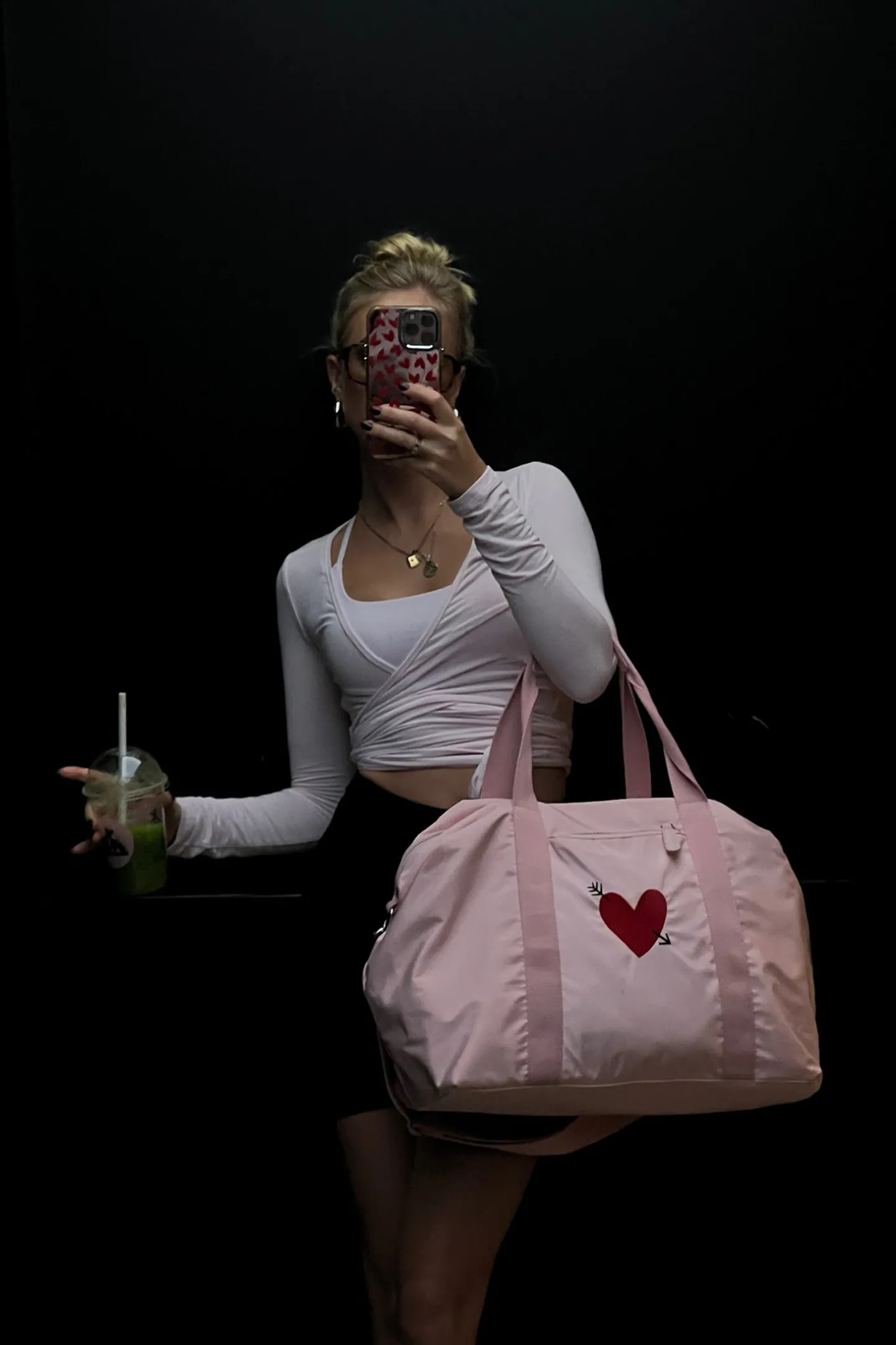 taschen_set_heart_in_rose_1.webp Anita Hass Shopper<Taschen Set 'Heart' in Rose Nylon